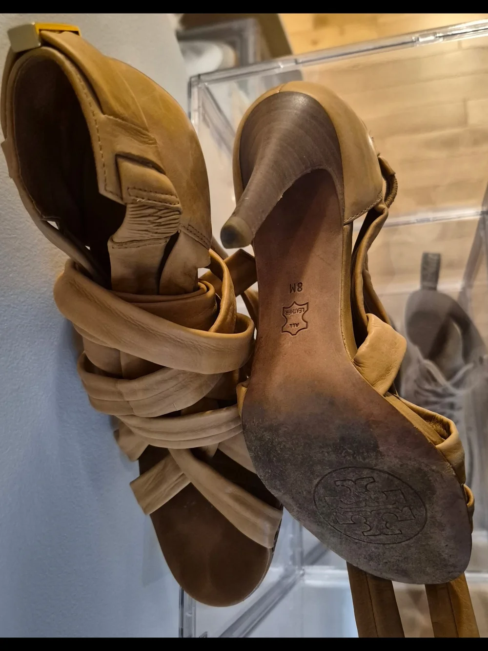 Tory Burch Cognac Wrap-Heel Sandals